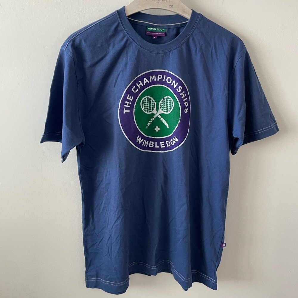 Wimbledon The All England Lawn Tennis Club Vintage T-Shirt Men’s L Blue Cotton